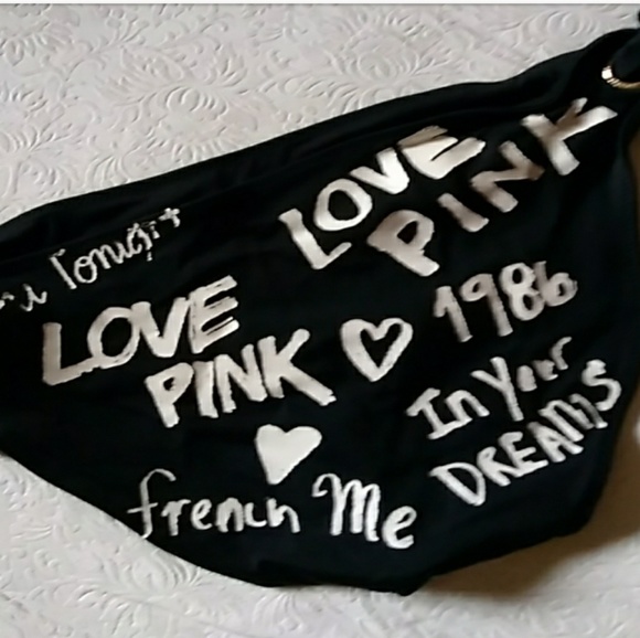 🎁FREE wBundle Victoria's Secret Pink - B/W Embellished Graffiti Bikini *Bottoms - Picture 8 of 8